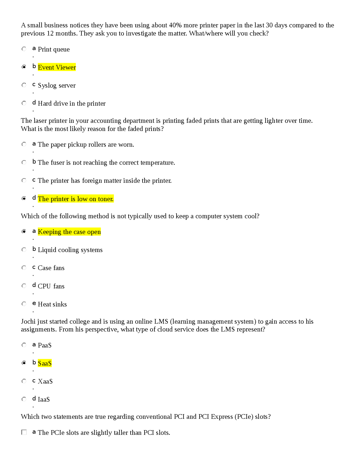 Preview image for CTS 120 Computer Hardware and Support Questions and Answers