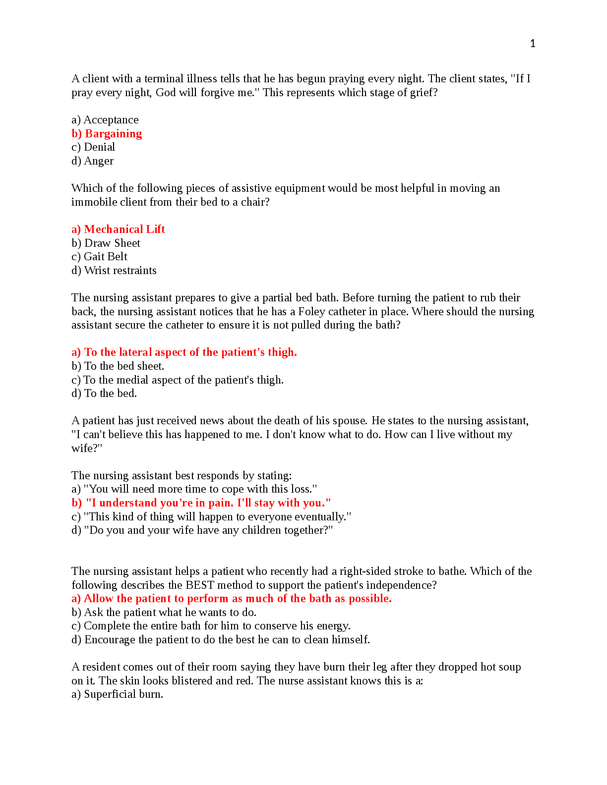 Preview image for AHE-106 CNA Practicum Patient Care Exam Questions and Answers