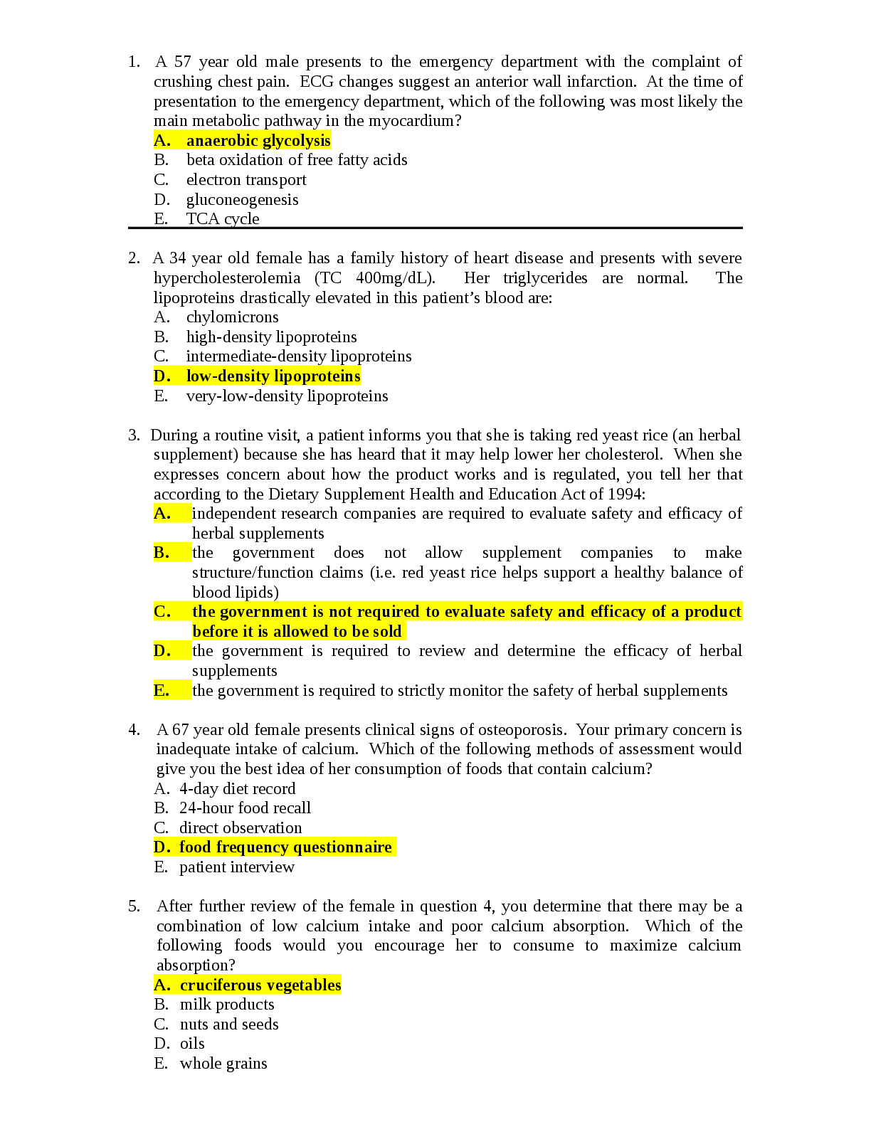 Preview image for BIO 310 Nutrition Test Questions and Answers
