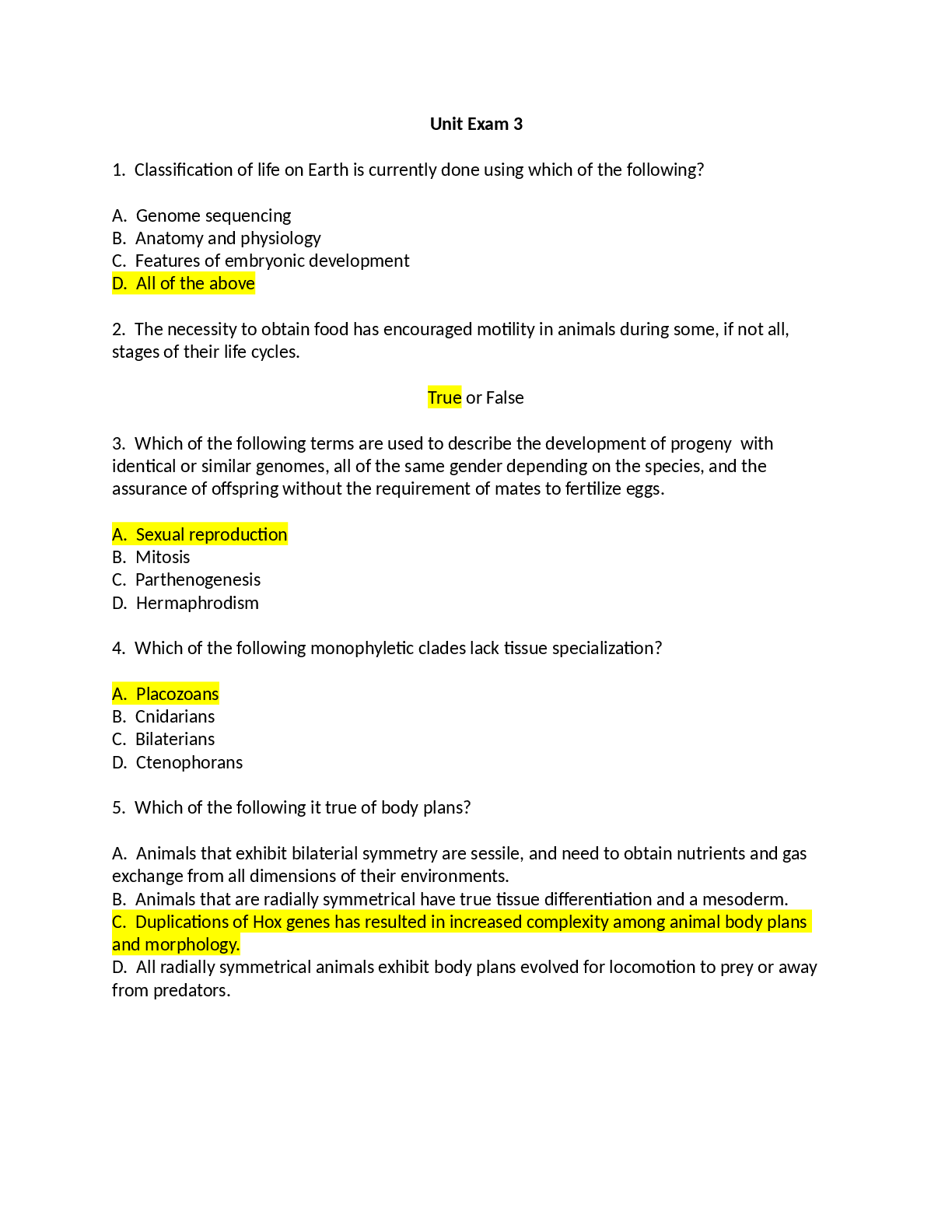 Preview image for BIO 1 Unit Exam 3 Questions and Answers 2023