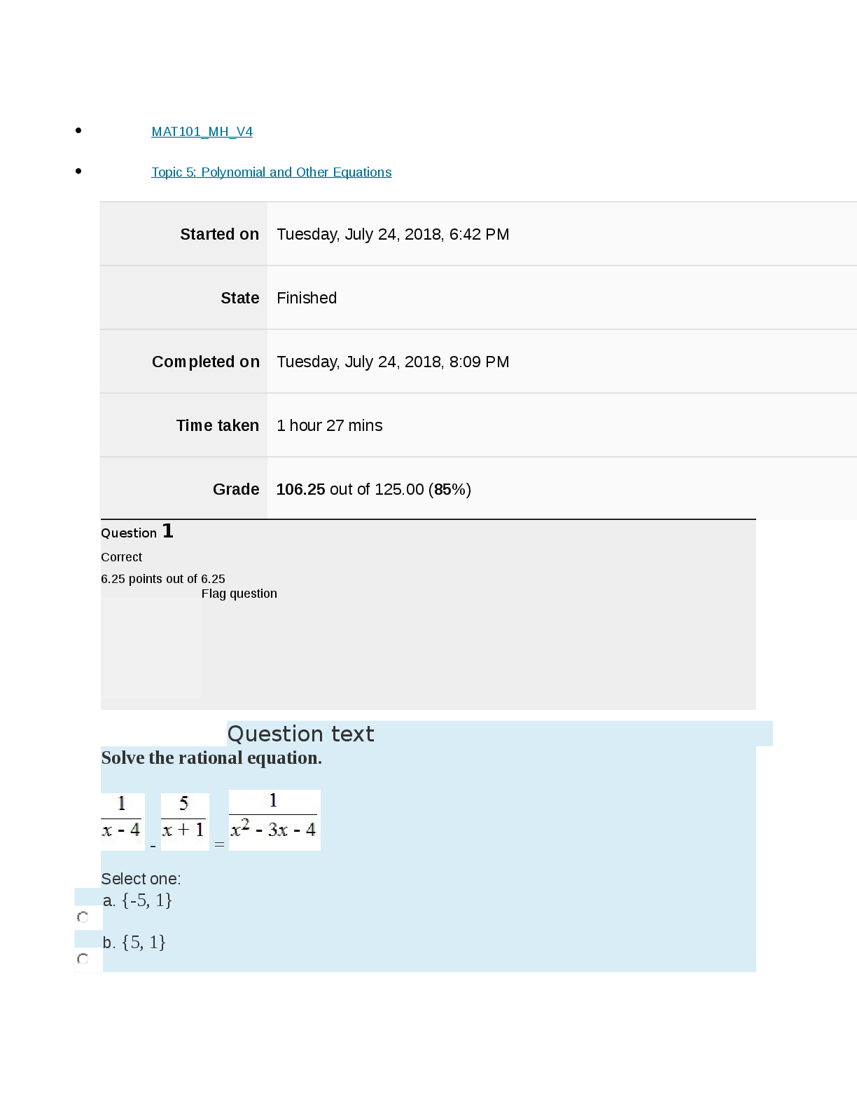 Recommended document preview for MAT 101 Algebra week 2 exam