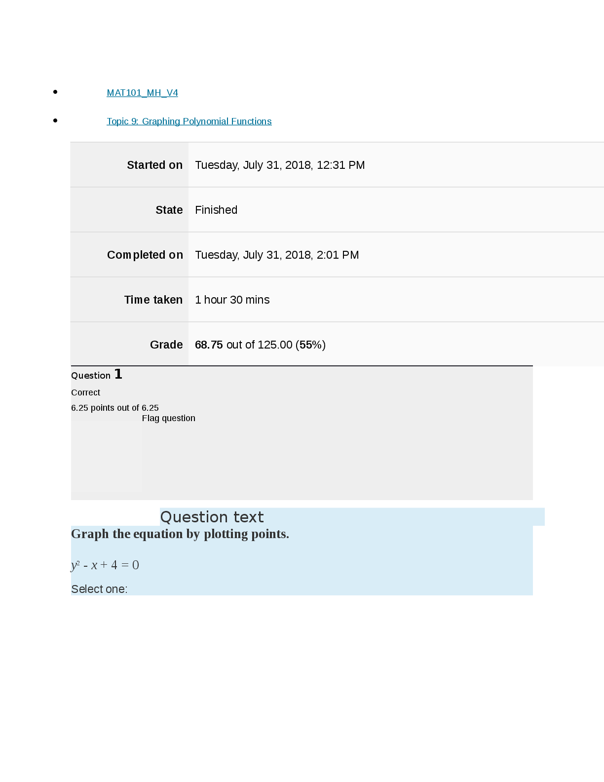 Preview image for MAT 101 Algebra week 3 exam