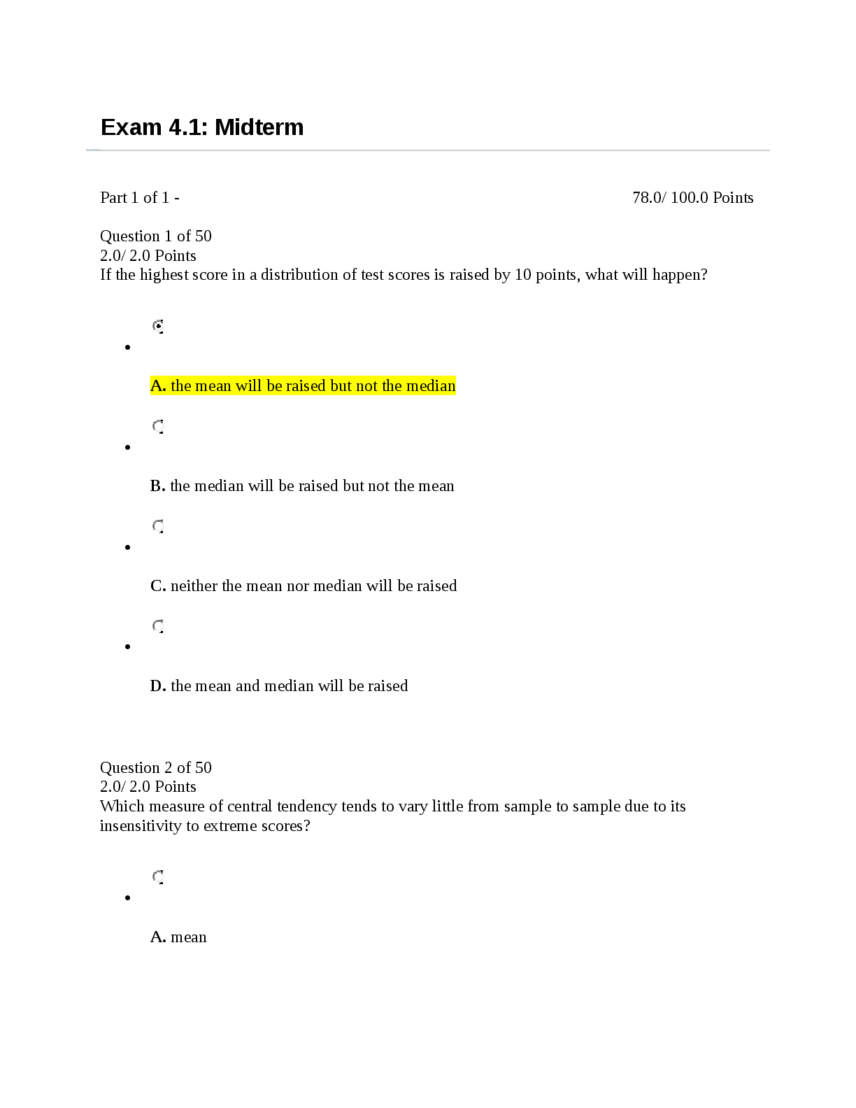 Preview image for MTH Statistics Midterm Questions and Answers (1)