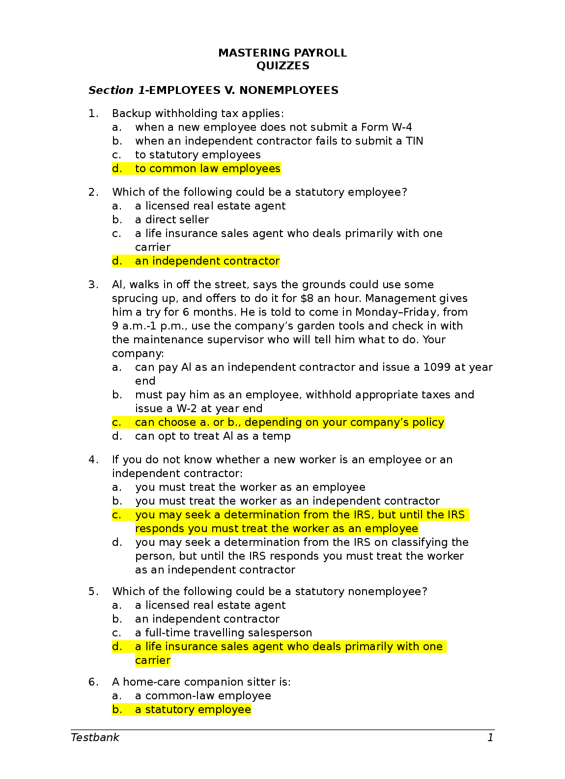 Preview image for Mastering Payroll Quizzes ACC 160 advanced book keeping applications (1)