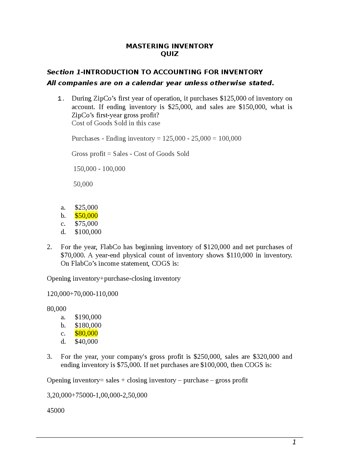 Preview image for Mastering Inventory Quizzes with Answers ACC 160 advanced book-keeping applications (1)