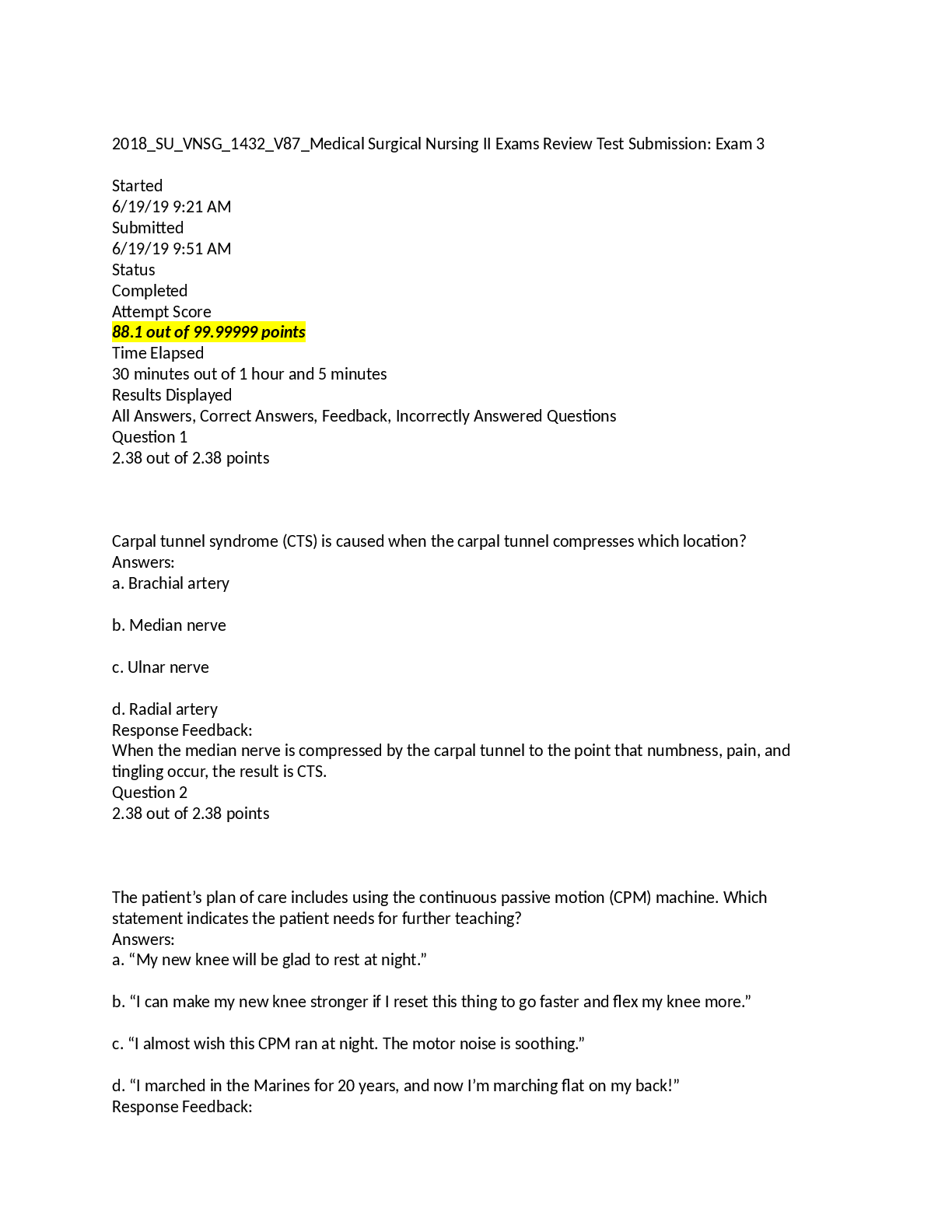 Preview image for NSG Medical Surgical Nursing II Exams (1)