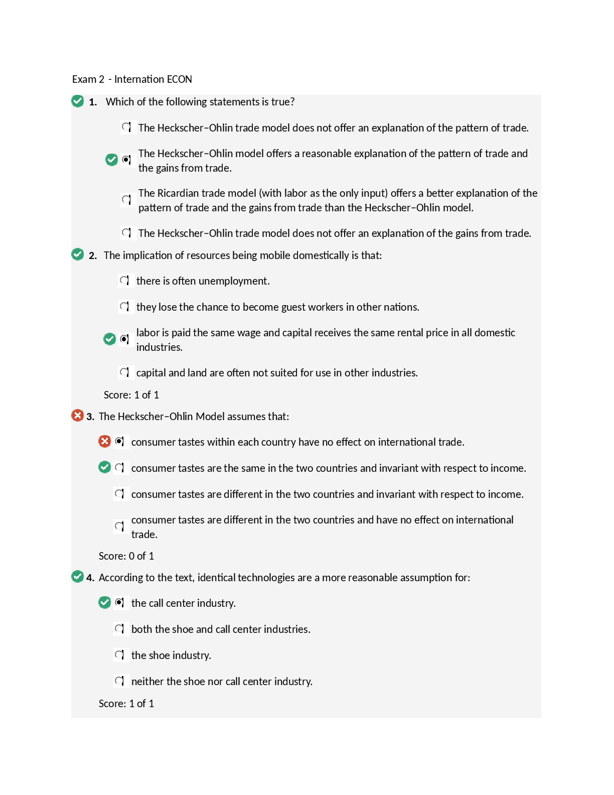 Preview image for ECON 321 International Economics Exam 2 Questions and Answers (1)