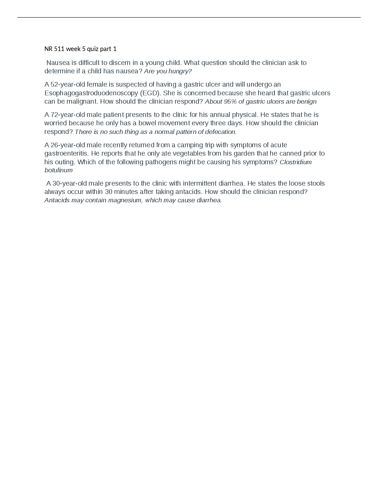 Preview image of NR 511 week 5 quiz part 1 document