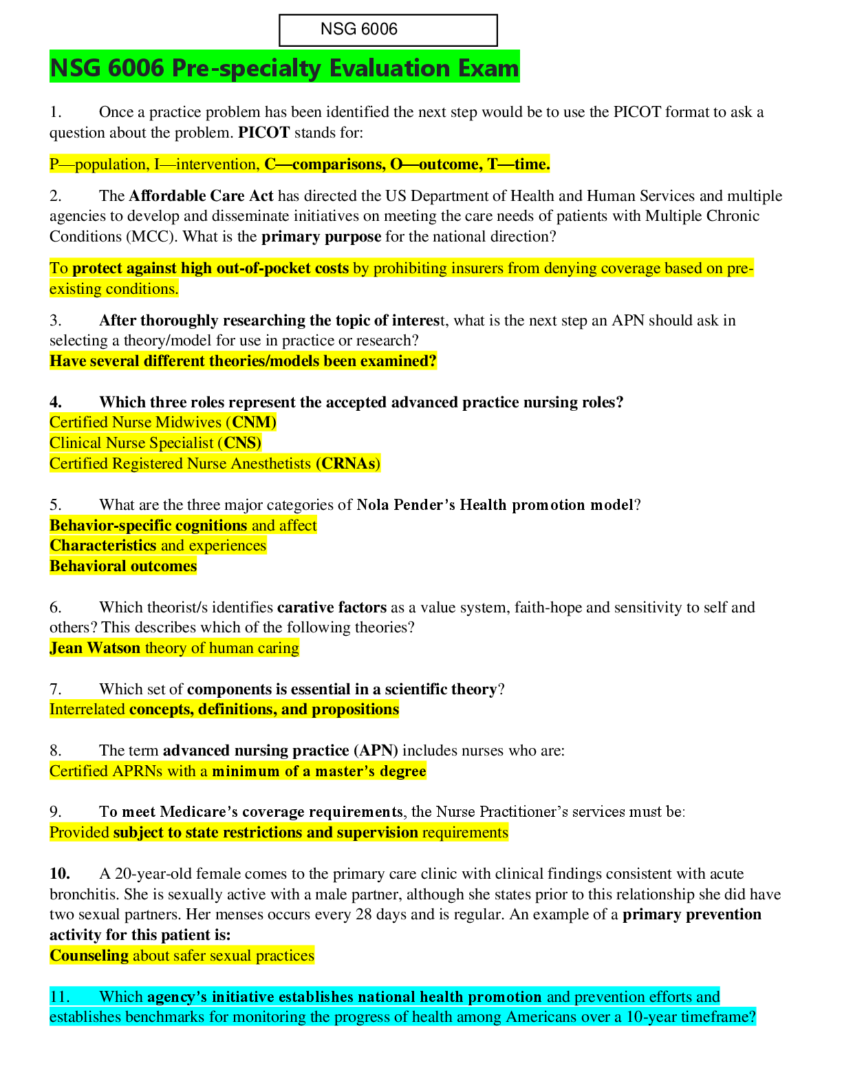 Preview image of NSG 6006 Pre-specialty Evaluation Exam document