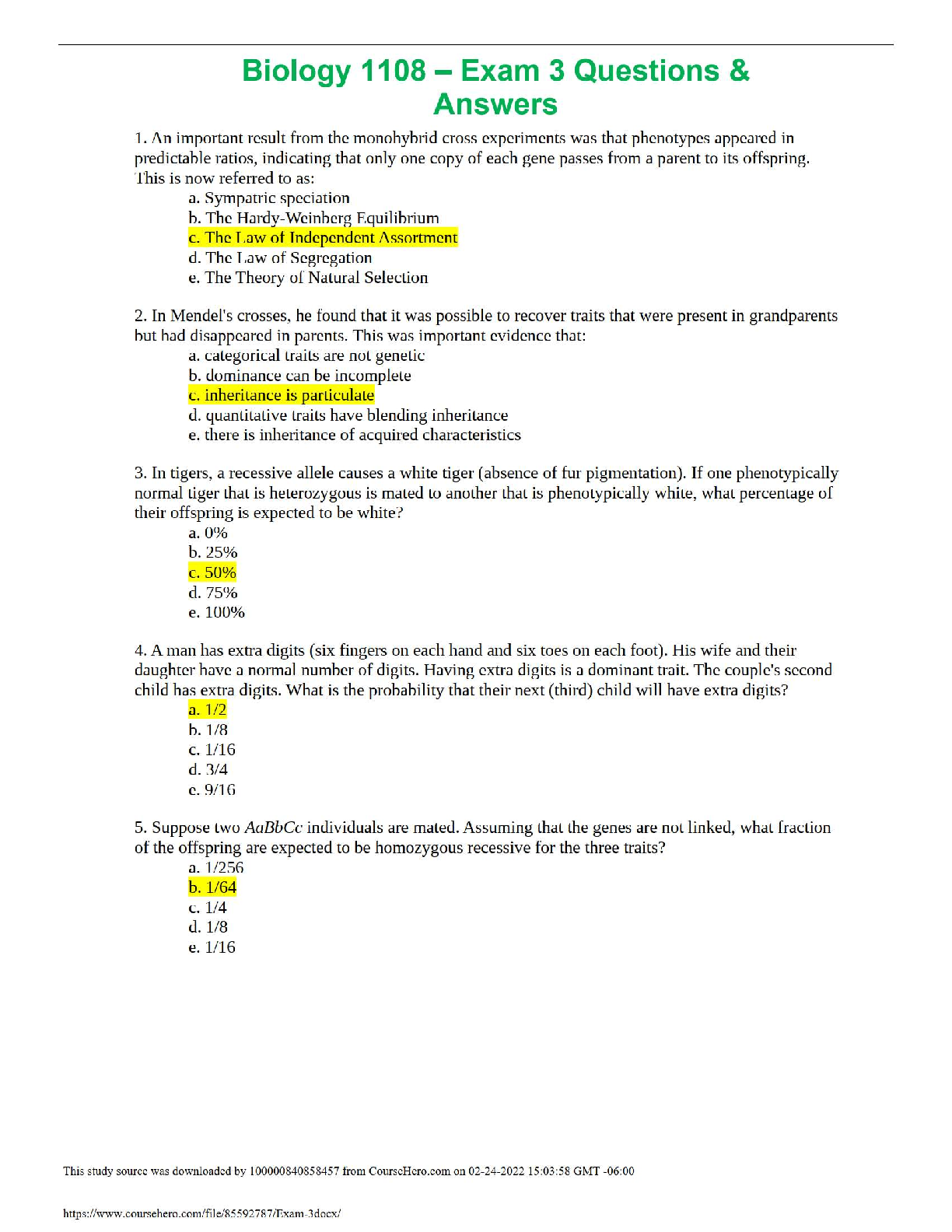 🧬 Biology 1108 – Exam 3 Study Guide 🧬