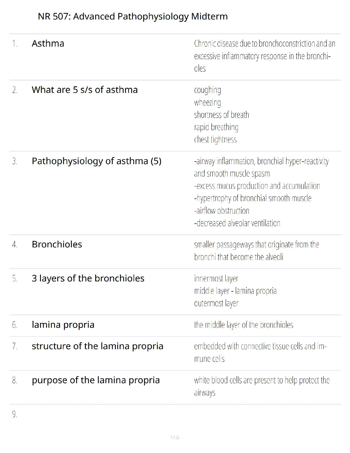 Preview of NR 507: Advanced Pathophysiology Midterm