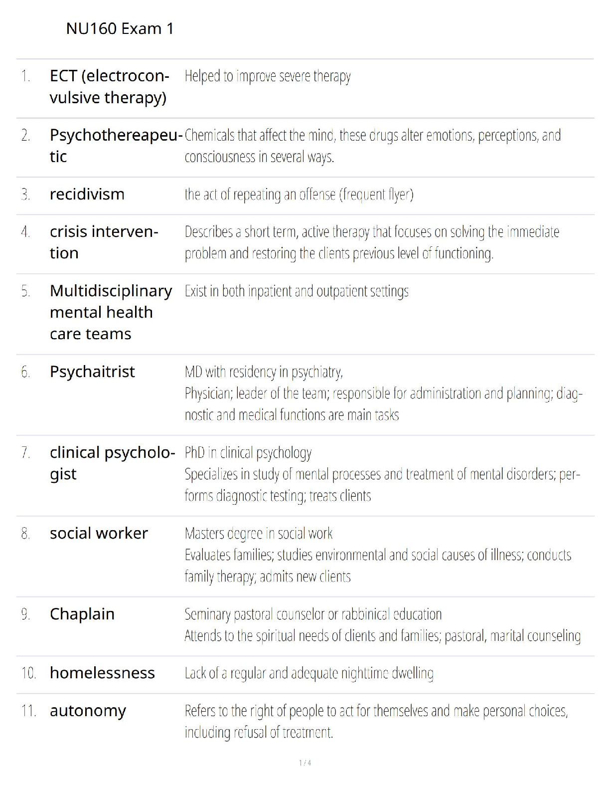 Preview image for NU 160 Exam 1