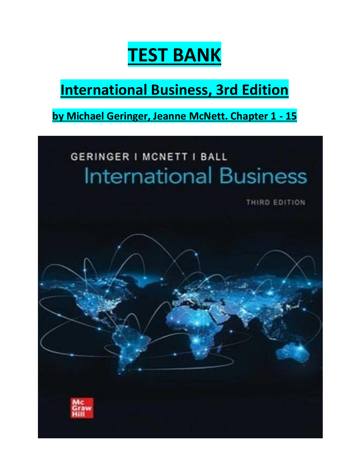 Preview image for TEST BANK International Business, 3rd Edition by Michael Geringer