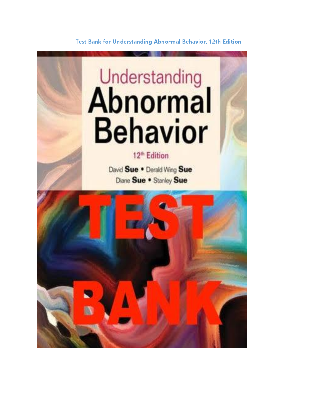 Preview image for Test Bank for Understanding Abnormal Behavior 12th Edition by David