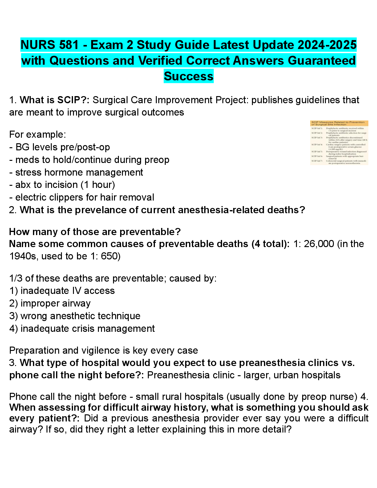 NURS 581 - Exam 2 Study Guide Latest Update 2024-2025 with Questions and Verified Correct Answers Guaranteed Success