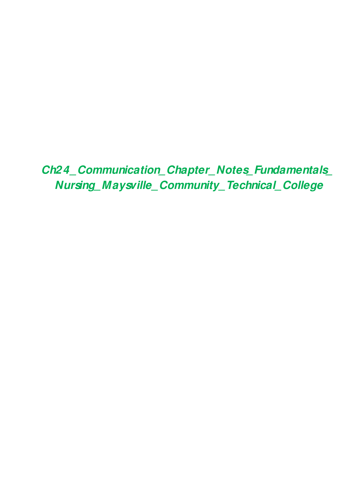 Preview of Ch24 Communication Chapter Notes Fundamentals Nursing Maysville Community Technical Colleg