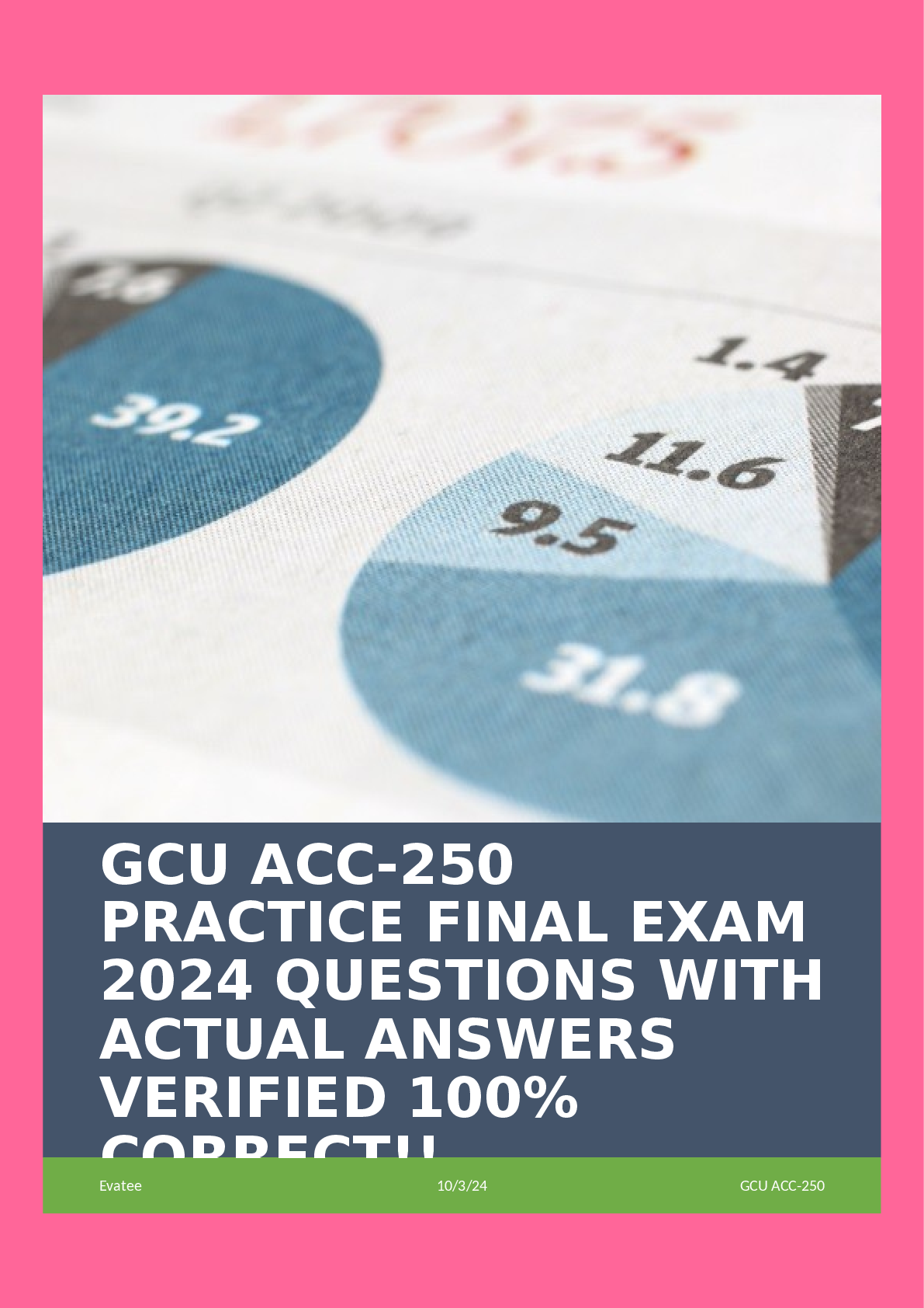 Preview of GCU ACC-250 PRACTICE FINAL EXAM 2024 QUESTIONS WITH ACTUAL ANSWERS VERIFIED 100% CORRECT