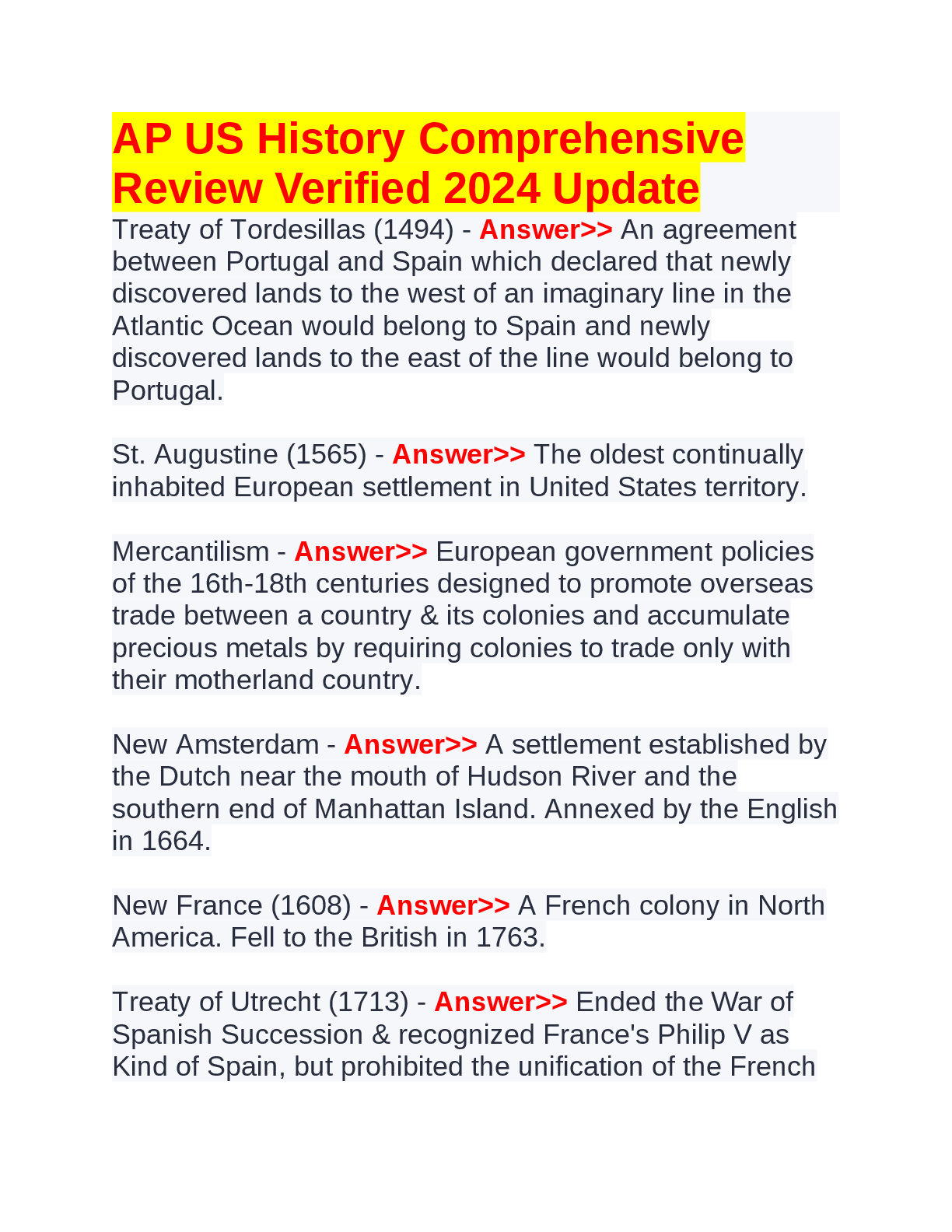 Preview of AP US History Comprehensive Review Verified 2024 Update