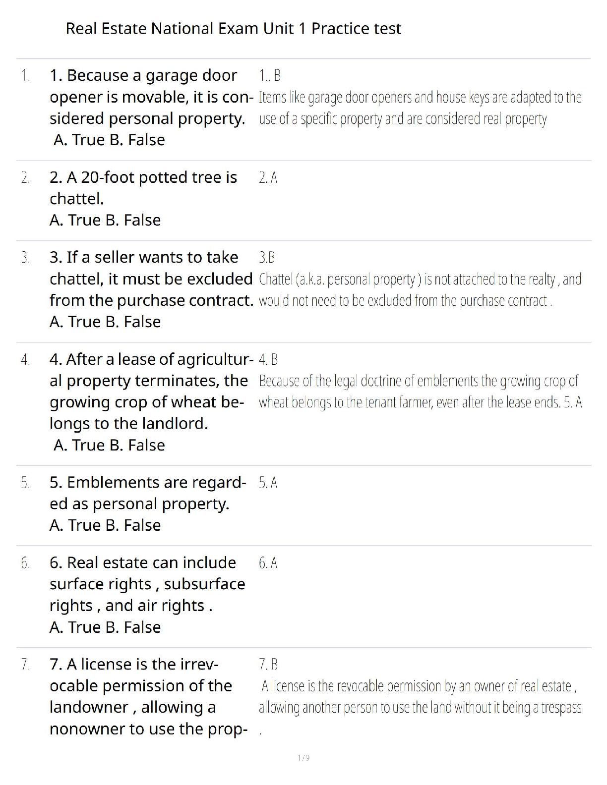 Preview image for Real Estate National Exam Unit 1 Practice test