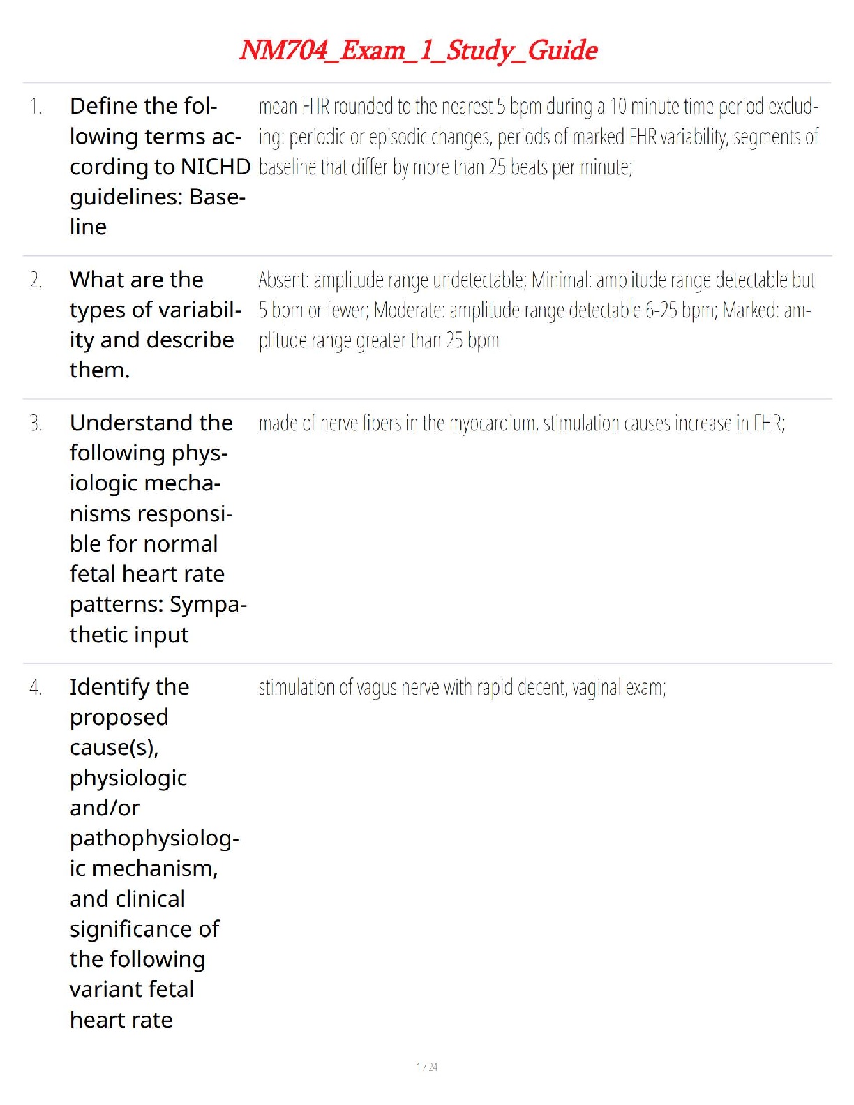 NM704 Exam 1 Study Guide