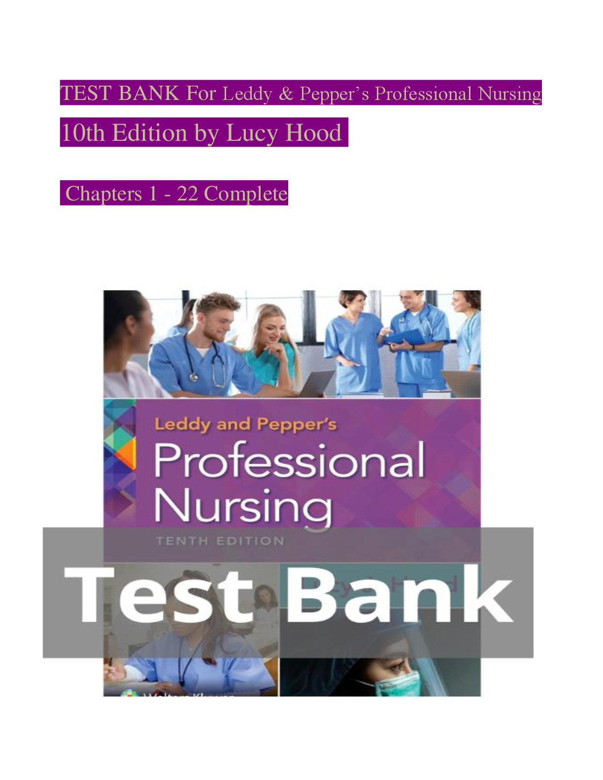 Preview image for TEST_BANK_For_Leddy_&_Pepper‟s_Professional_Nursing_10th_Edition