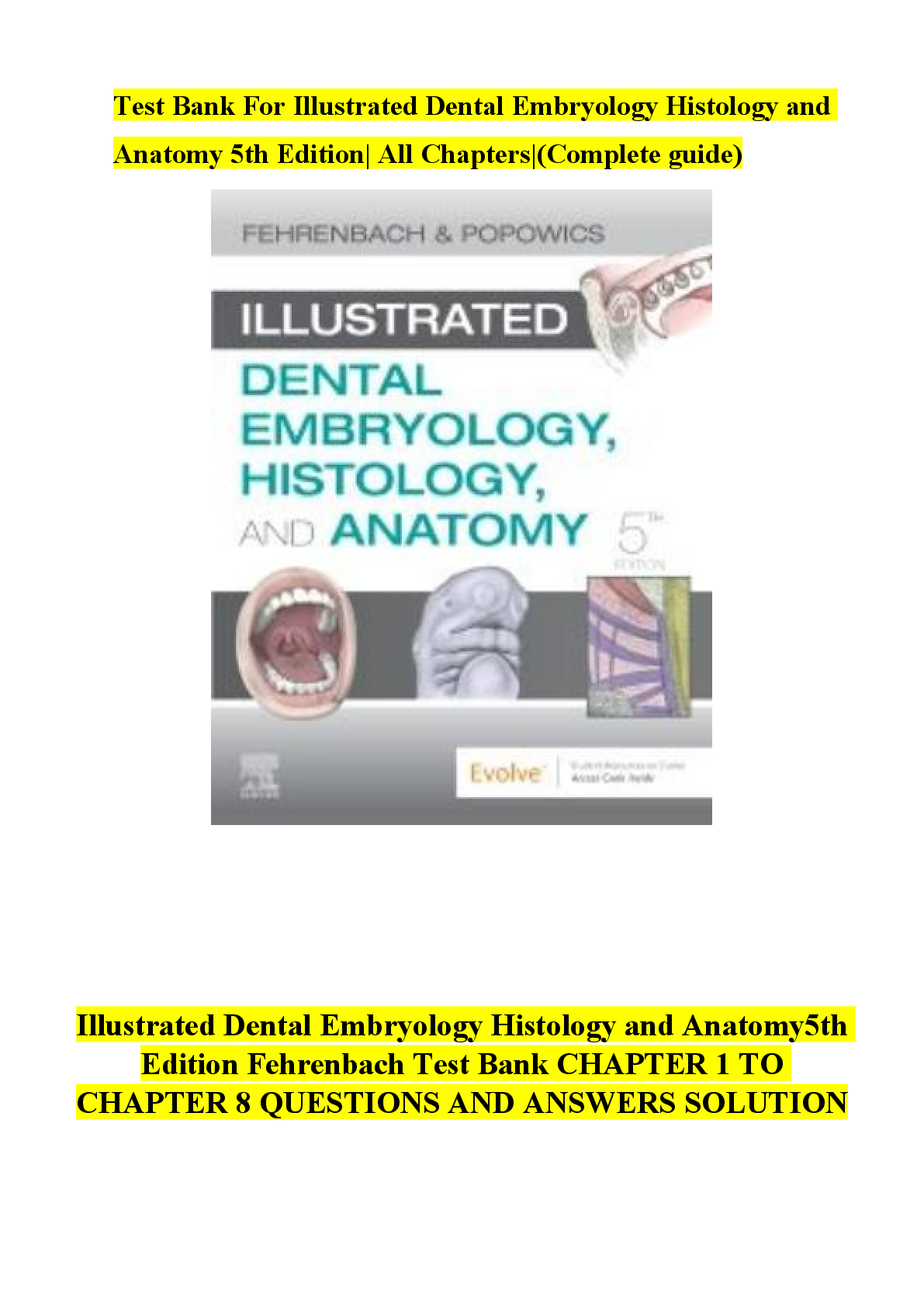 Preview image for Test_Bank_For_Illustrated_Dental_Embryology_Histology_and_Anatomy