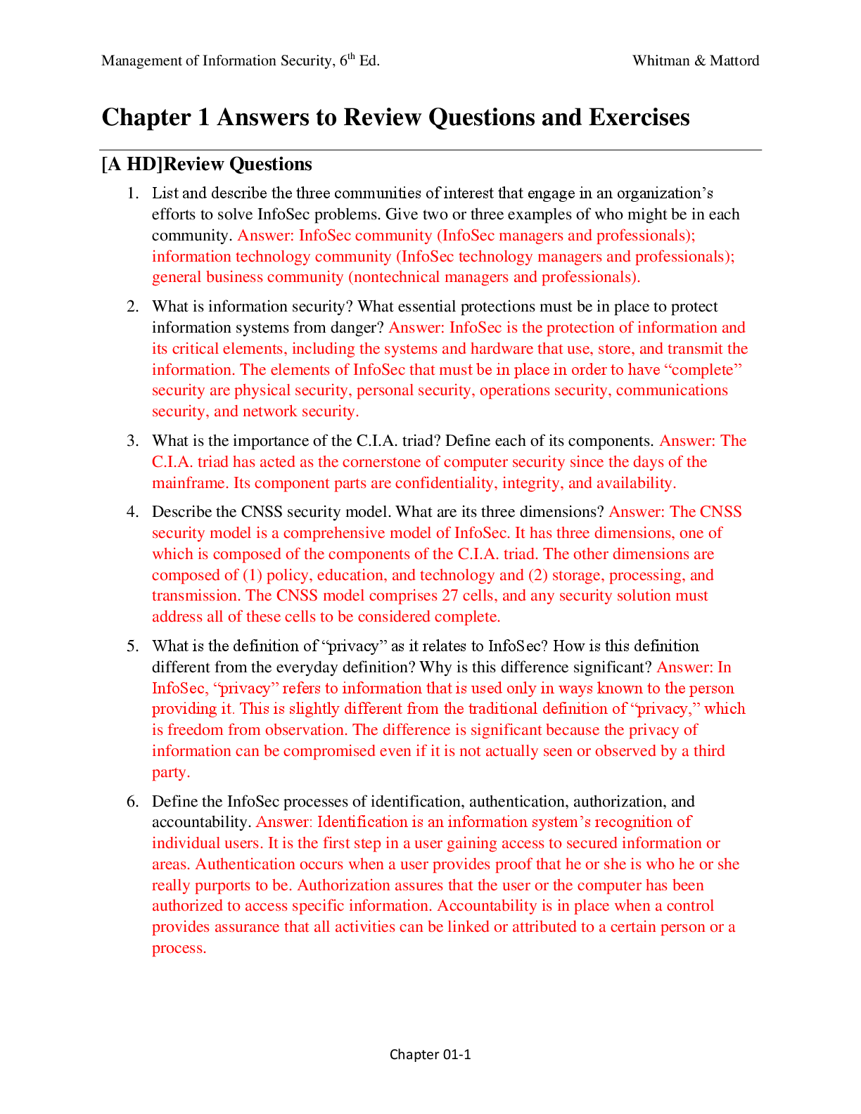 Preview image of Solutions Manual for Management of Information Security, 6th Edition By Michael  Whitman, Herbert  Mattord document