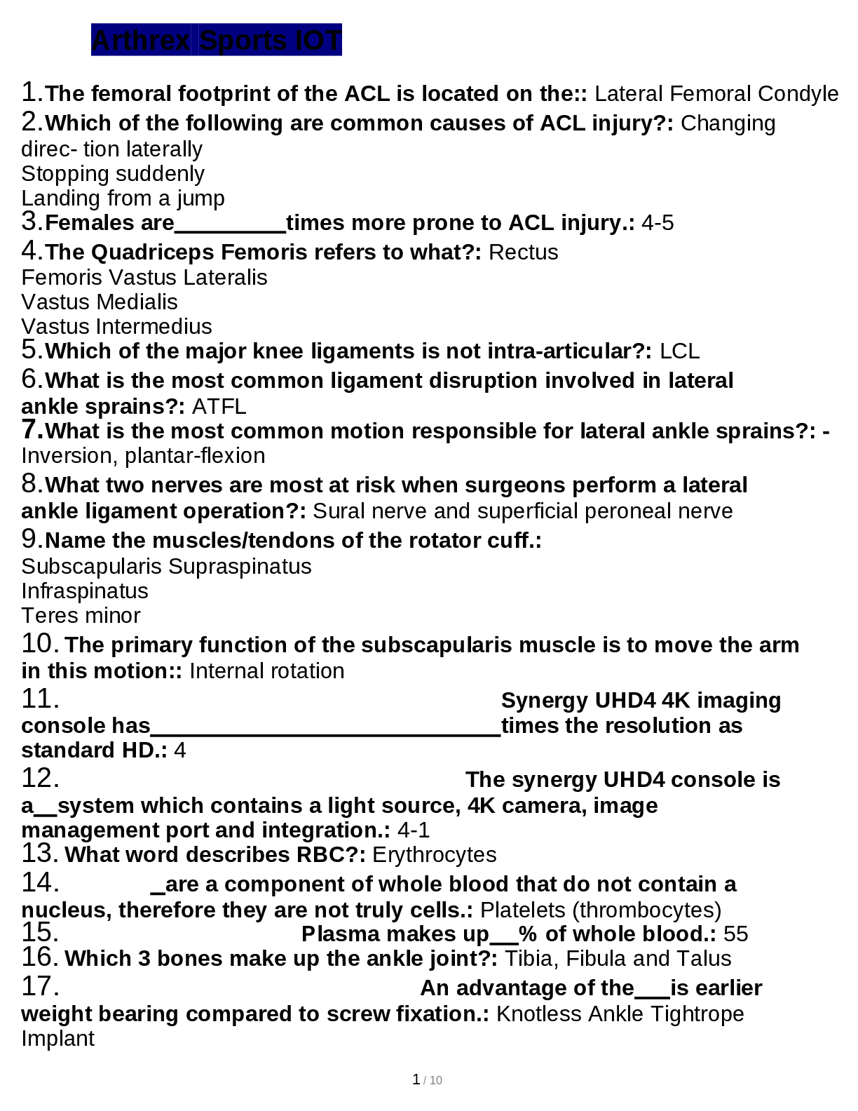 Preview of Arthrex Sports IOT Exams 2024