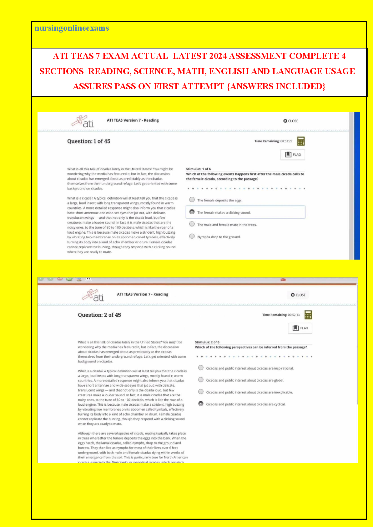 Preview image for ATI TEAS 7 EXAM ALL VERSIONS 2024 & 2025 COMBINED
