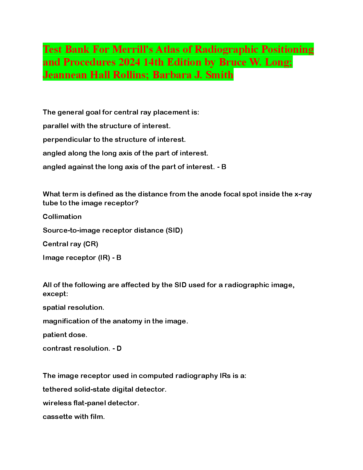 Preview image for Test_Bank_For_Merrill's_Atlas_of_Radiographic_Positioning_and_Procedures