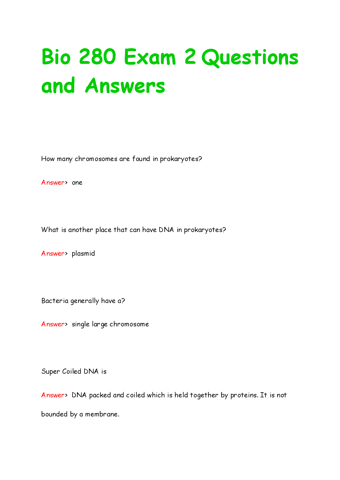 Preview image for Bio 280 exam 2 questions and answers