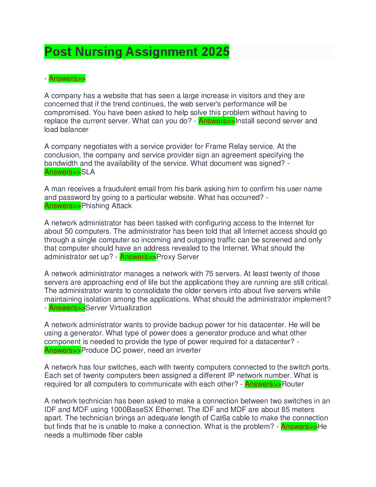 Preview image for Post nursing assignment 2025