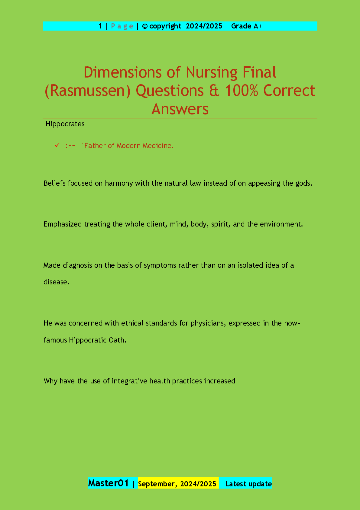 Preview image for Dimensions of nursing final