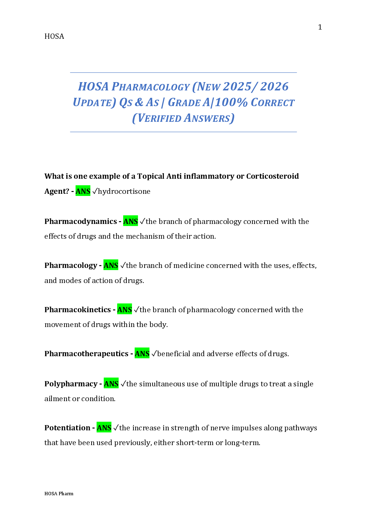 Preview image for Hosa pharmacology new 2025-2026
