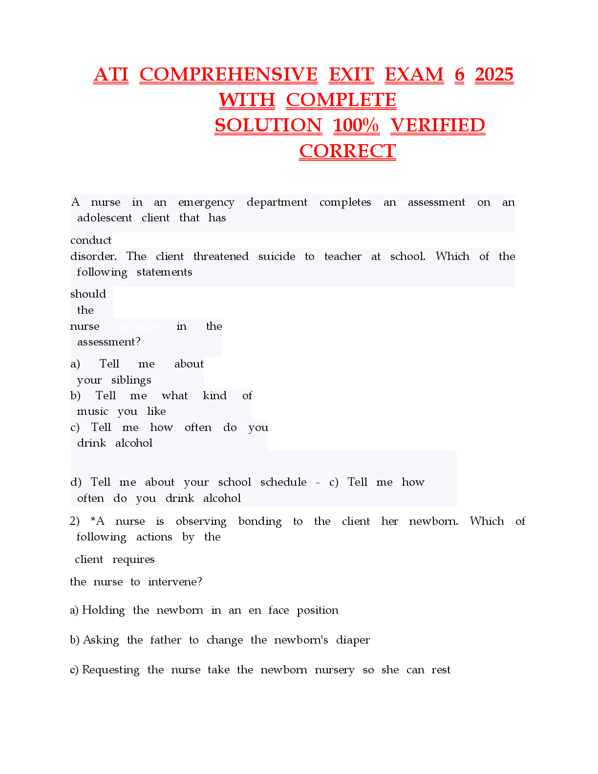 Preview image for Ati comprehensive exit exam 6 2025