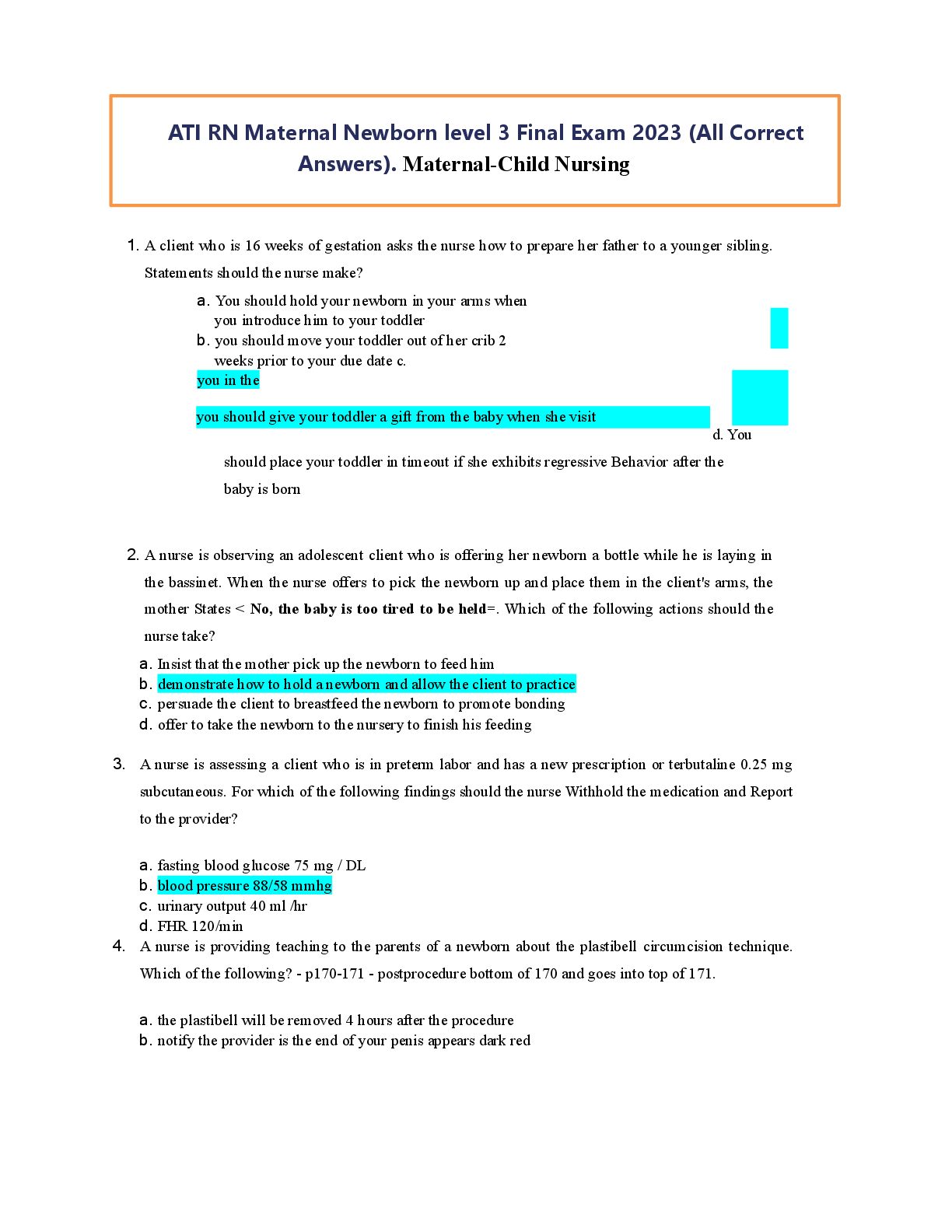 Preview image for ATI RN Maternal Newborn OB Proctored Exam 2025