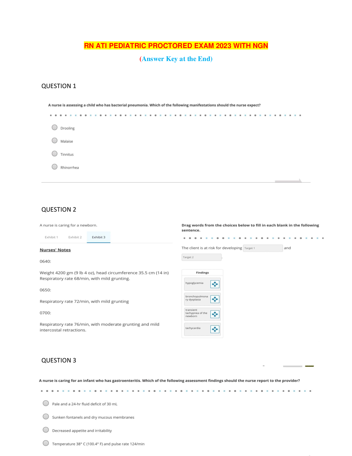 Preview image for 2023/2025 – ATI RN Pediatric Proctored 2025. 70 Exam Questions, Verified Answers