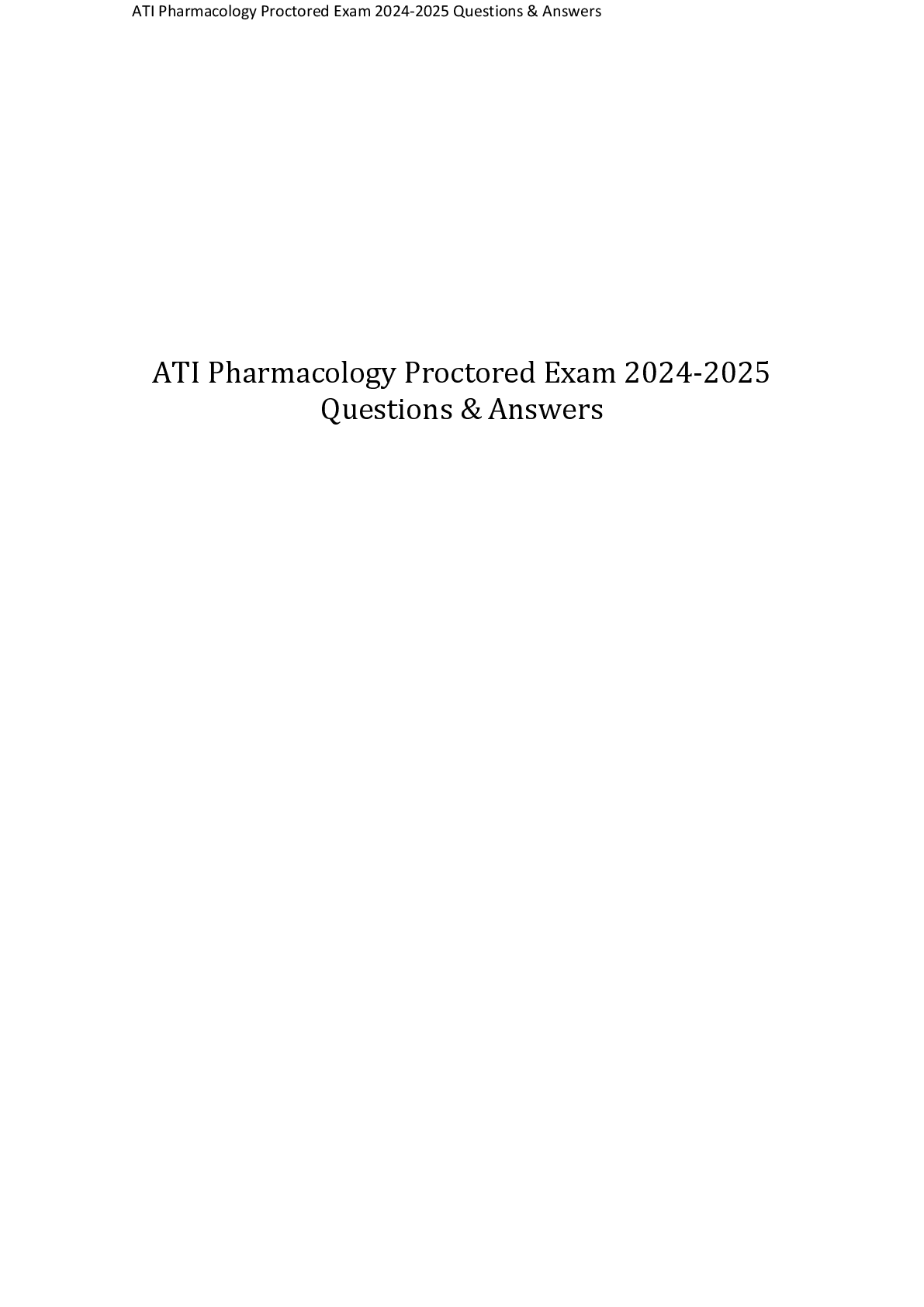 Preview image for ATI Pharmacology Proctored Exam Questions & Answers 2024-2025! 100% CORRECT ANSWERS