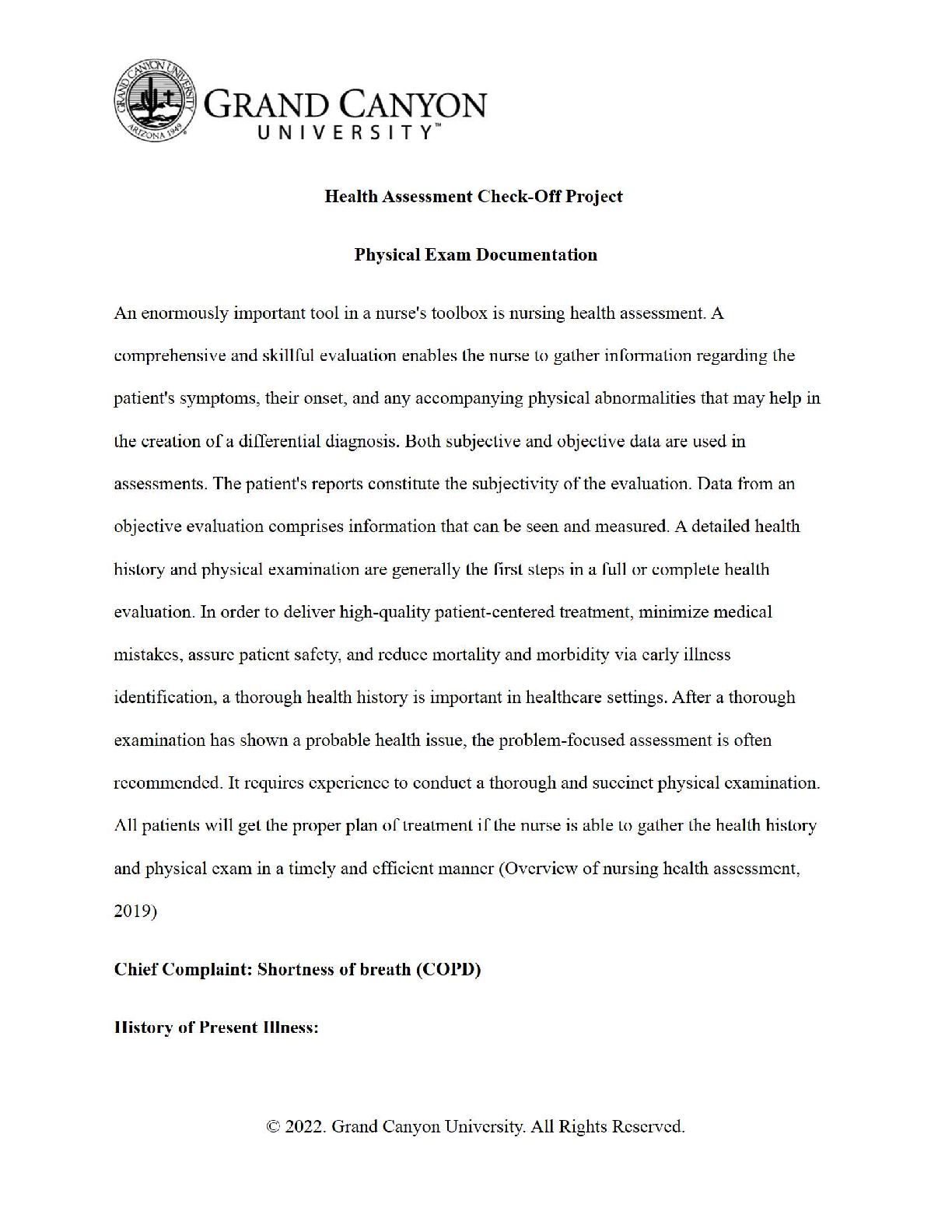 NUR 643E – Health Assessment | RS Health Assessment Checkoff Project