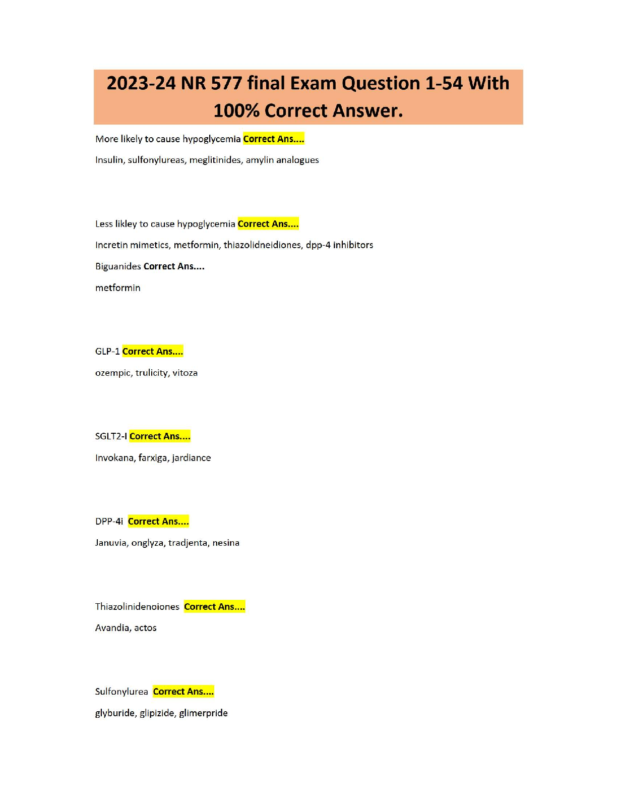 NR 577 - Chamberlain University - 2023–24 Final Exam Questions 1–54 with 100% Correct Answers