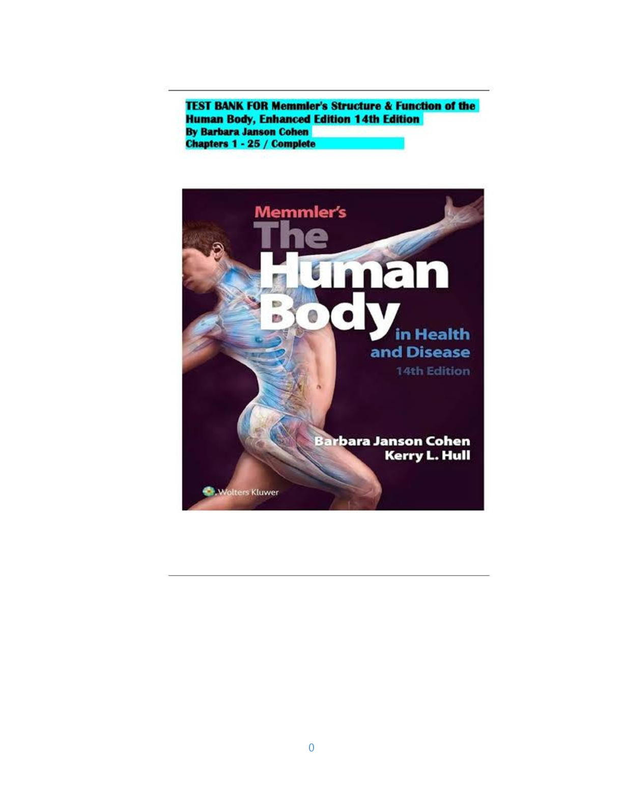 Preview image for Test Bank memmlers structure and function of the human body 14th edition