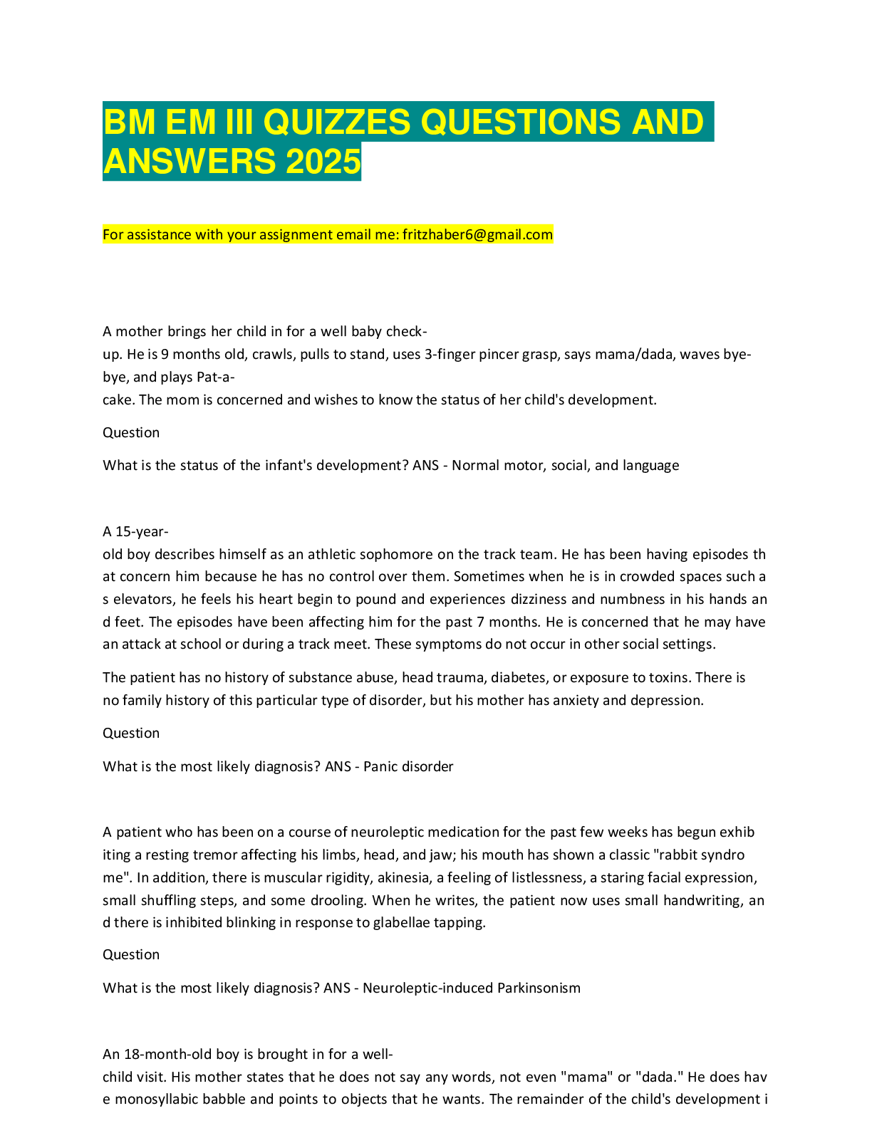 Preview image for BM EM III QUIZZES QUESTIONS AND ANSWERS 2025