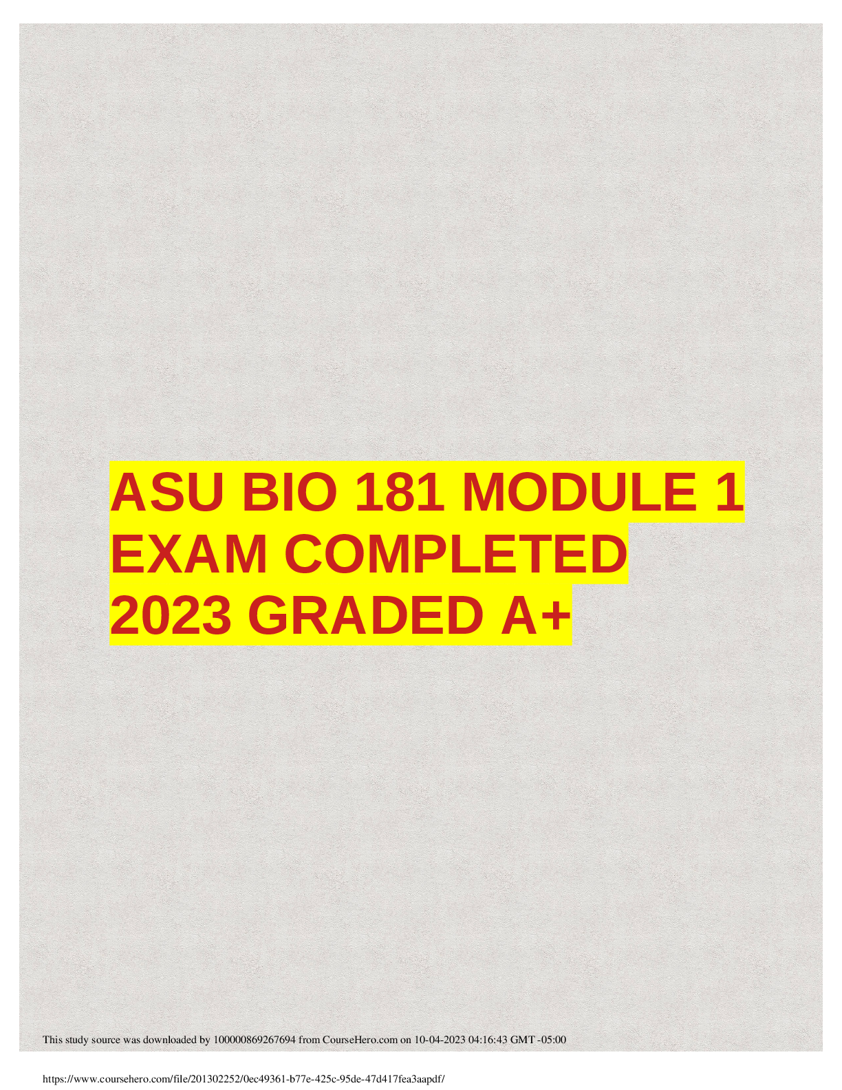 Recommended document preview for ASU BIO 181 MODULE 1-4 EXAM COMPLETED 2025 GRADED A+