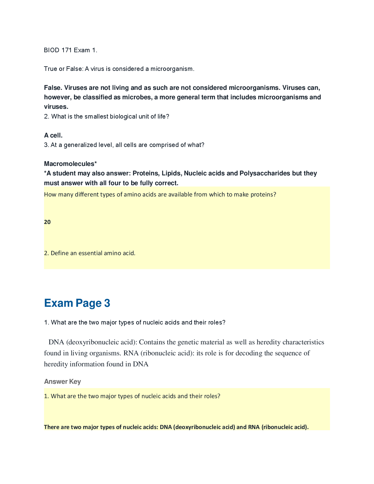 Preview of BIOD 171 EXAM MODULE 1-6 COMPLETE QUESTION AND ANSWERS 2025