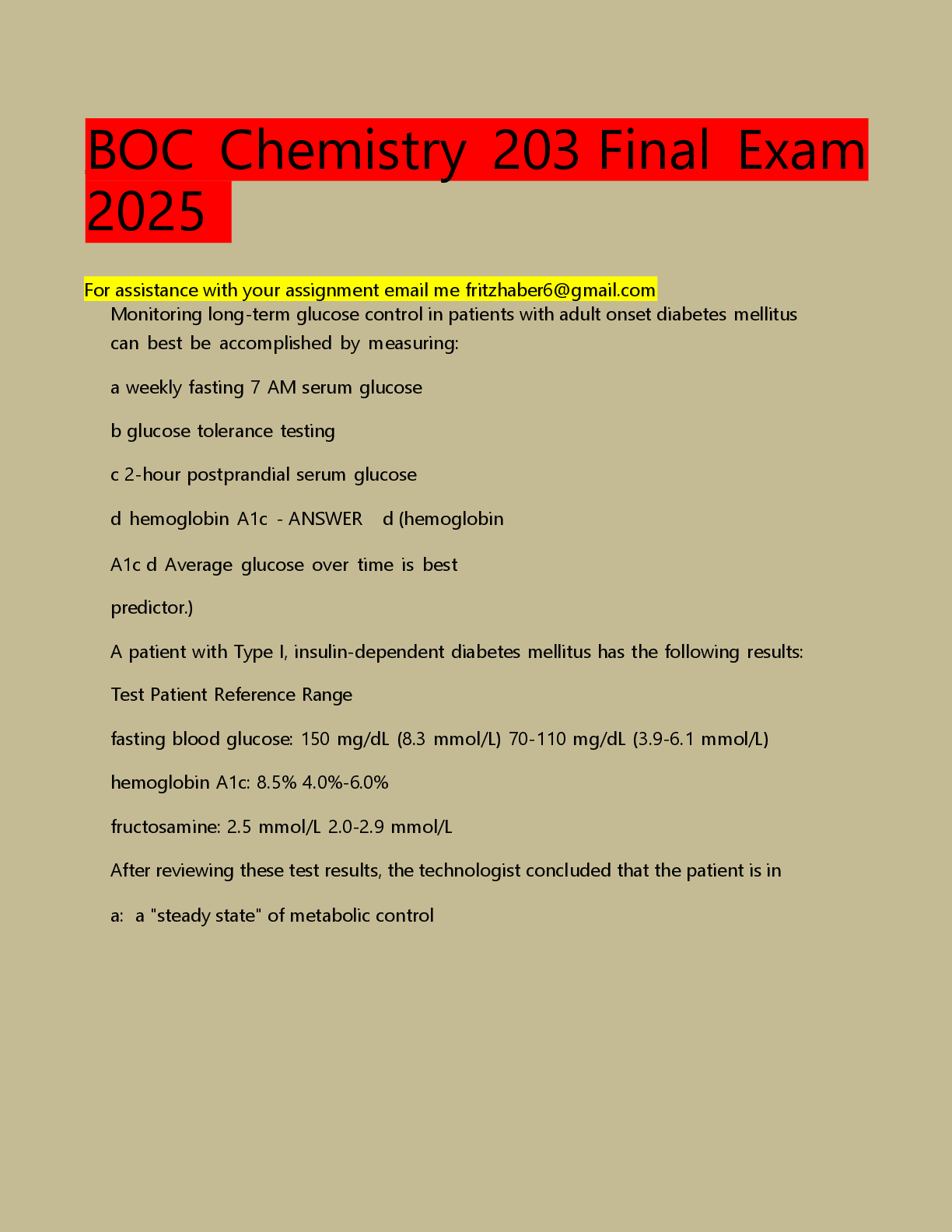 Preview image for BOC Chemistry 203 Final Exam 2025