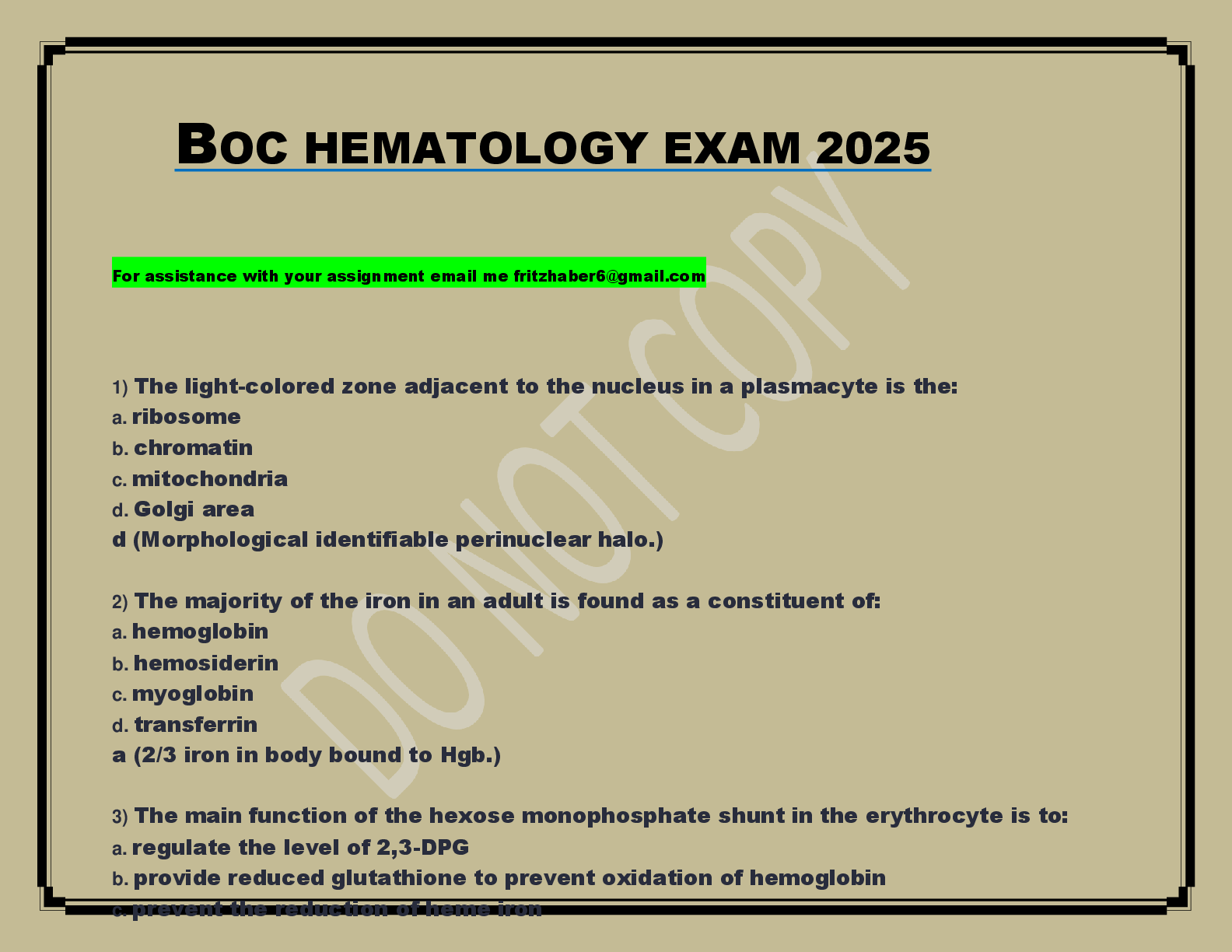Preview image for BOC HEMATOLOGY EXAM QUESTIONS AND ANSWERS  2025