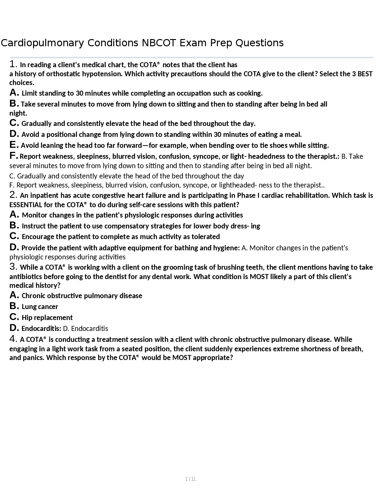 Preview image for Cardiopulmonary Conditions NBCOT Exam Prep Questions And Answers 2025