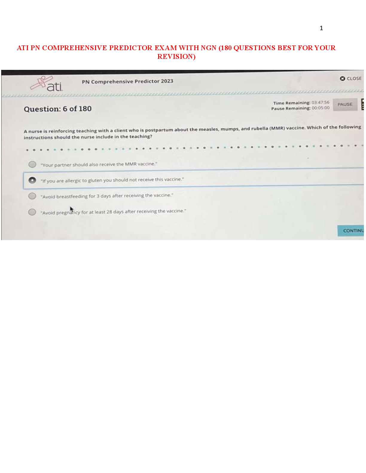 Preview image for ATI PN COMPREHENSIVE PREDICTOR EXAM|Best for 2025 ngn