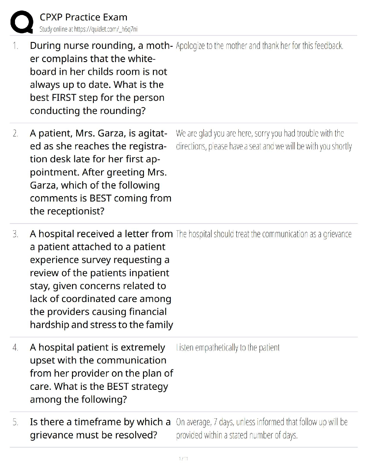 Preview image for CPXP Practice Exam study guide for Certified Patient Experience Professional test