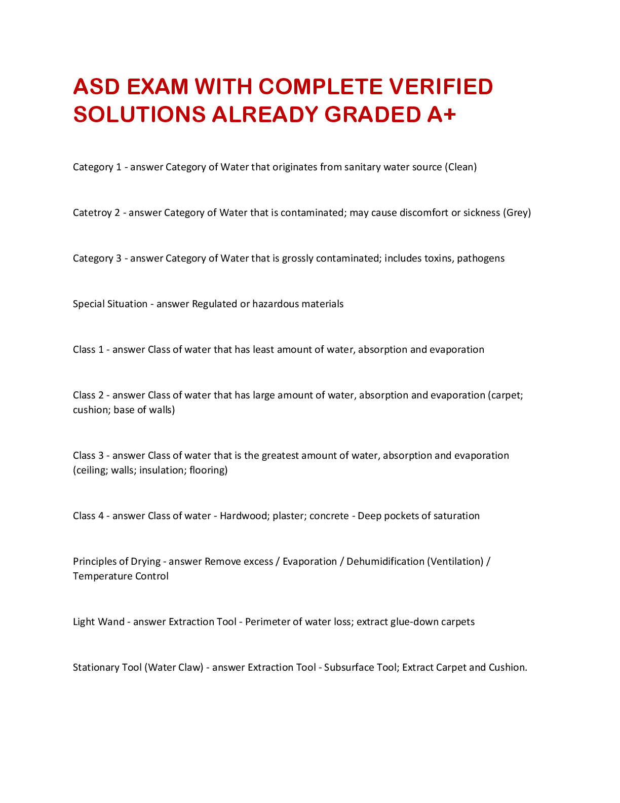 Preview image for ASD EXAM WITH COMPLETE VERIFIED  SOLUTIONS ALREADY GRADED A+